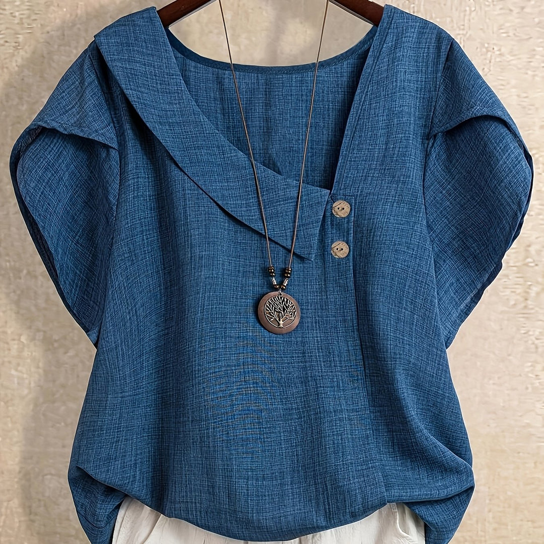 Anessa | Women’s Asymmetric Blouse with Draped Collar