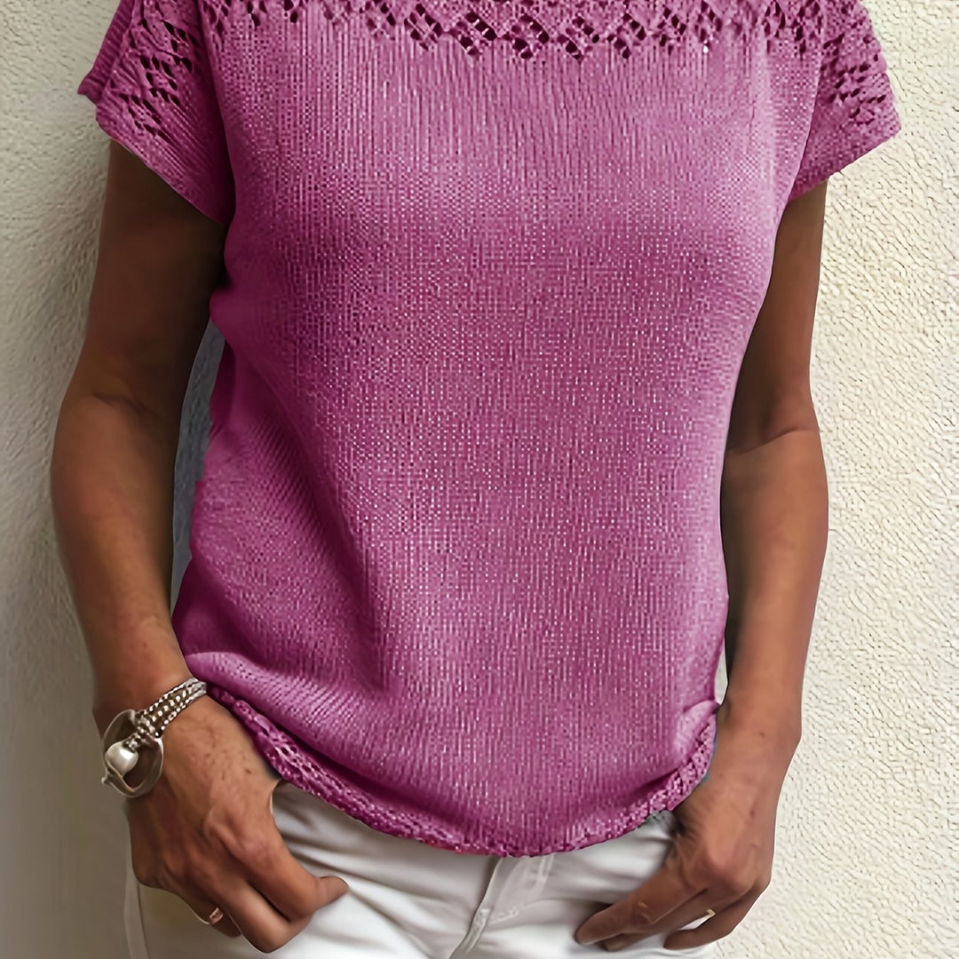 Zenvira | Women’s Short Sleeve Top with decorative pattern finish