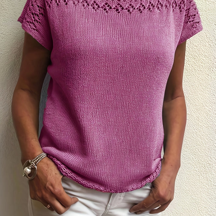 Zenvira | Women’s Short Sleeve Top with decorative pattern finish