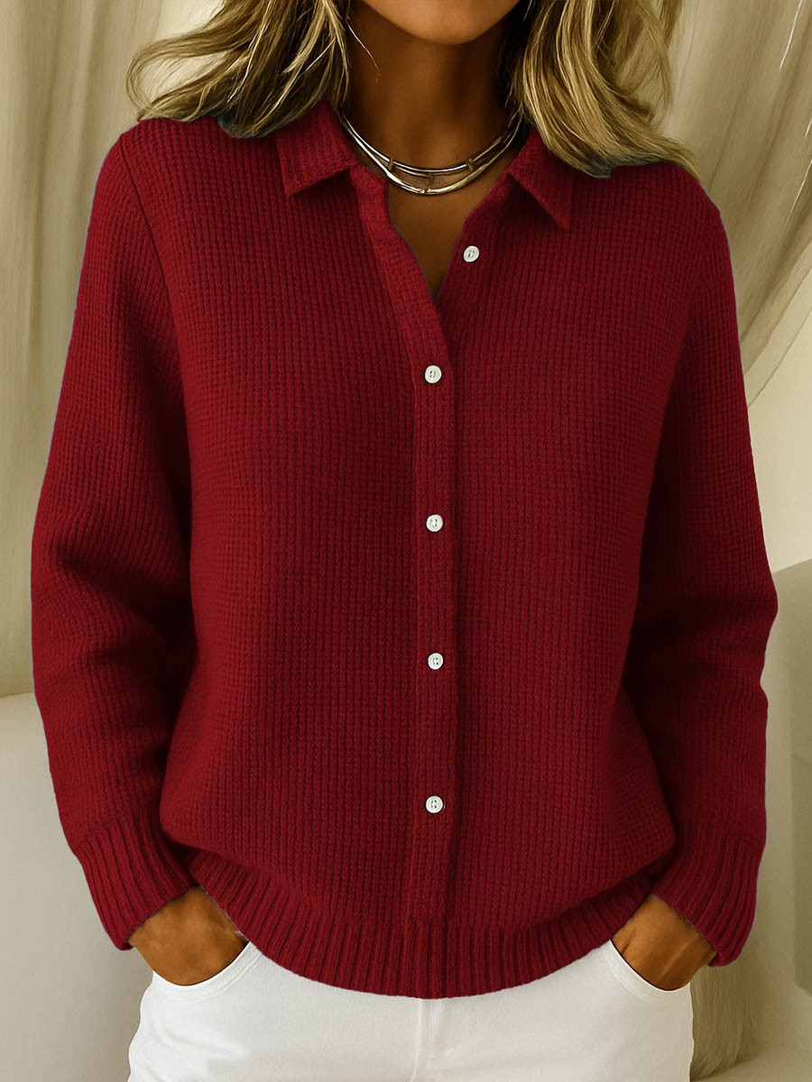 Calyven | Women’s Button-Up Shirt with collared neckline and textured coating