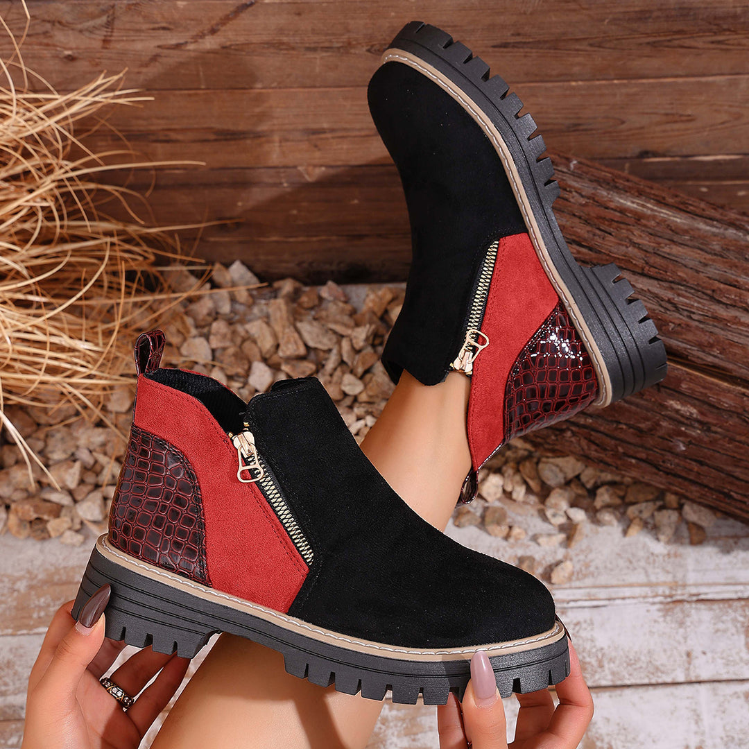 Kavirel | Women’s Ankle Boots with contrast panels and side zip detail