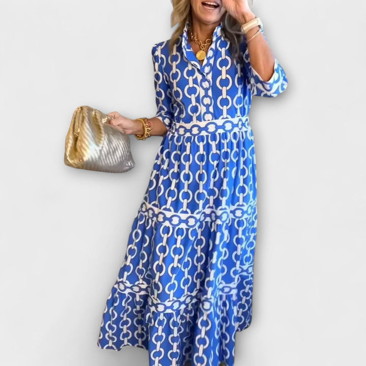 Camilla | Women’s Chain Print Midi Dress for Smart Days