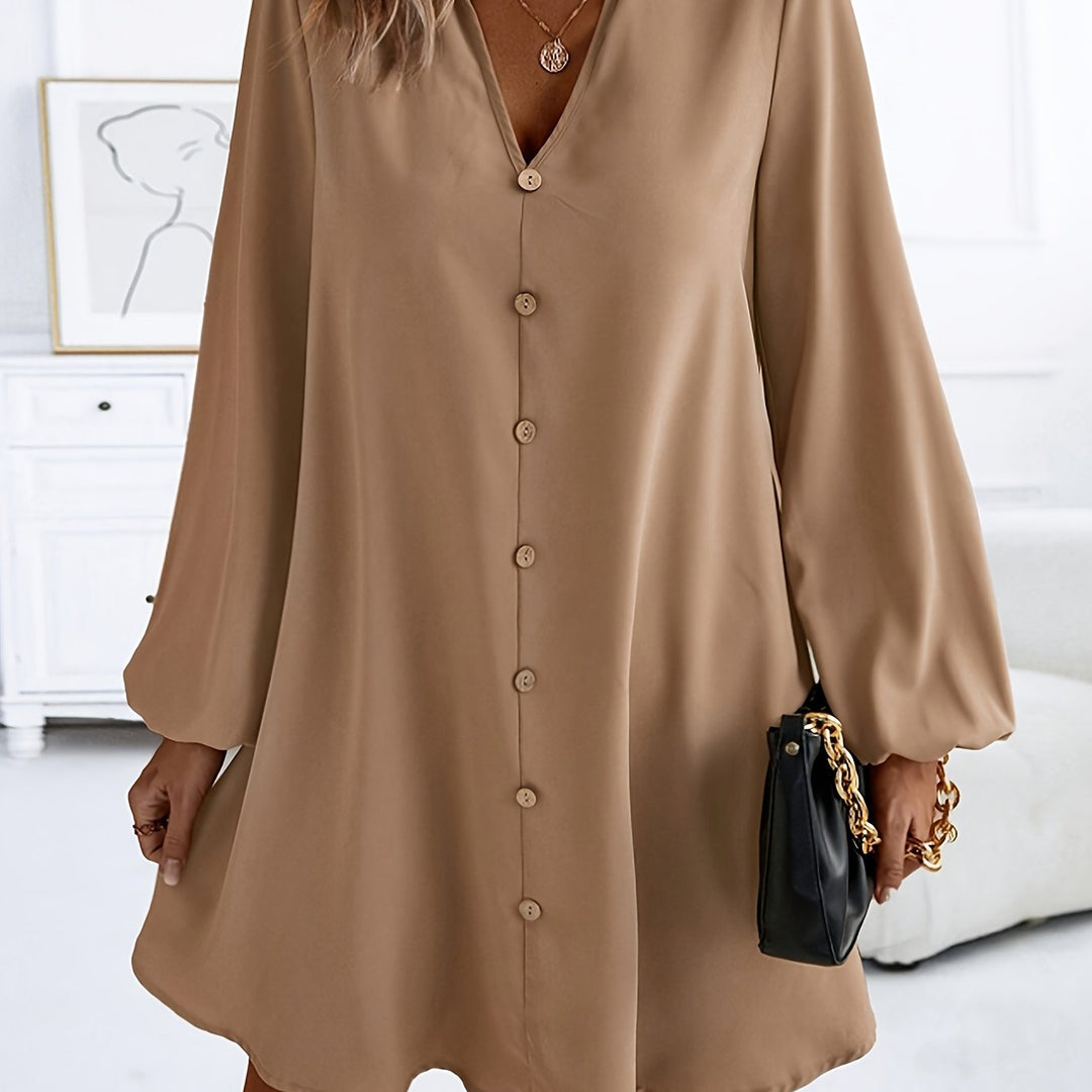 Velmari | Women’s Button-Front Shirt Dress with relaxed silhouette and long sleeves