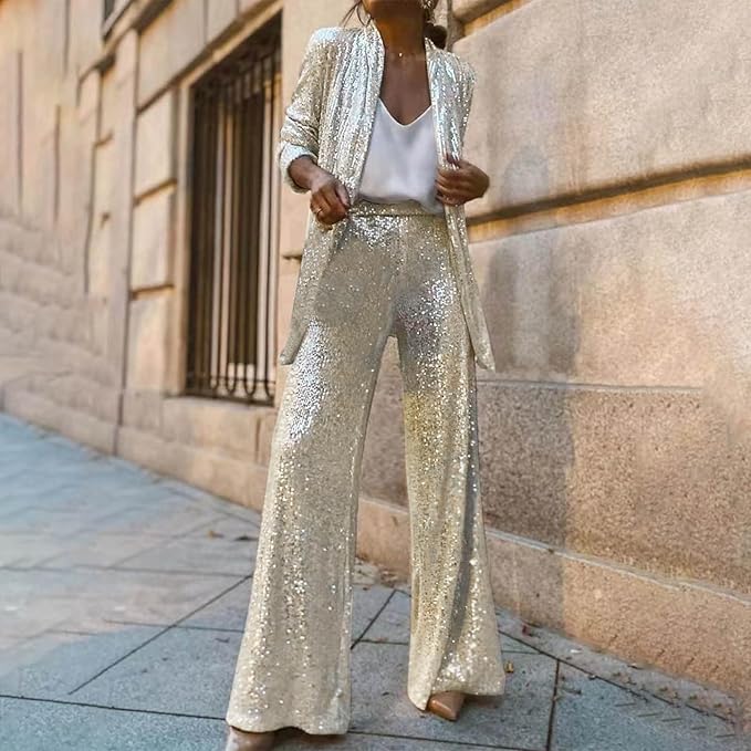 Veloura | Women’s Two-Piece Set featuring wide leg trousers