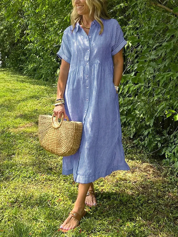 Sabrina | Women’s Striped Shirt Dress for Calm Weekend Escapes