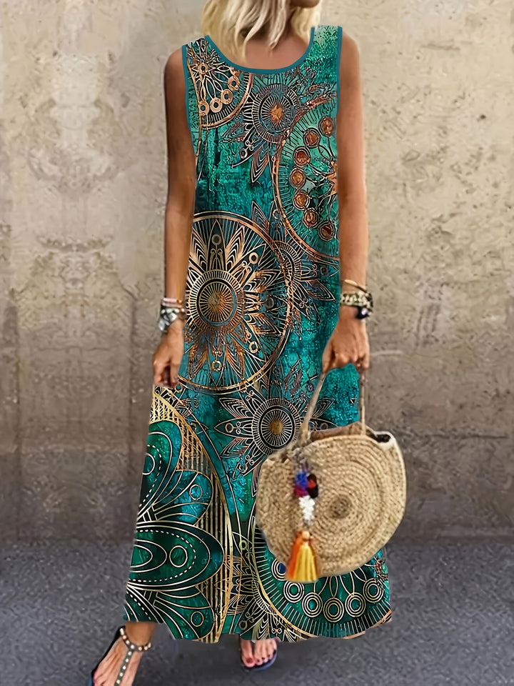 Orivelle | Women’s Maxi Dress with boho print and sleeveless style