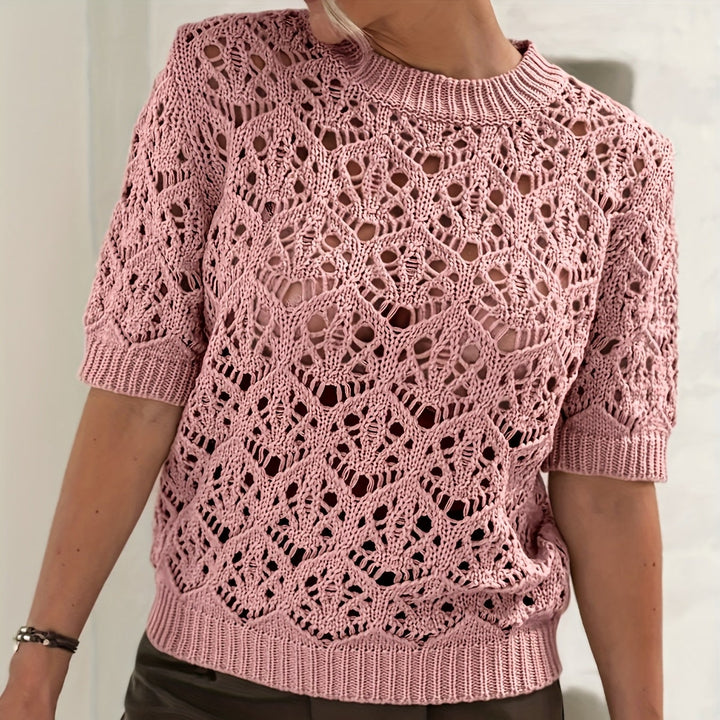 Zerelle | Women’s Short Sleeve Top with subtle open detailing throughout