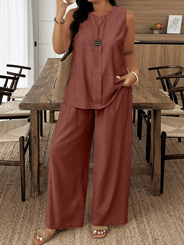 Elyvora | Women’s Two-Piece Set with sleeveless top and wide-leg trousers