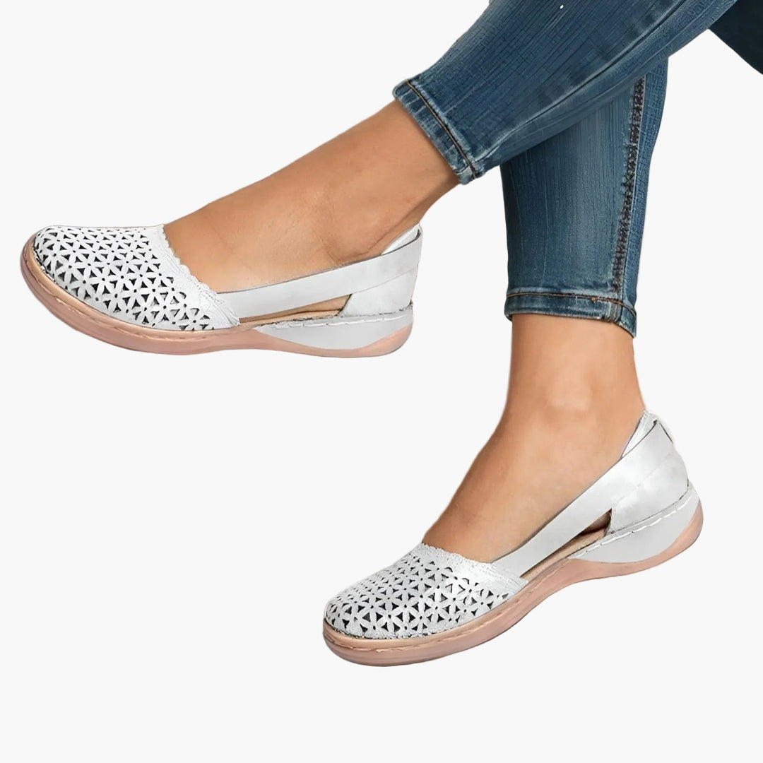 Lurexa | Women’s Slip-On Flats with perforated detail and open-back design