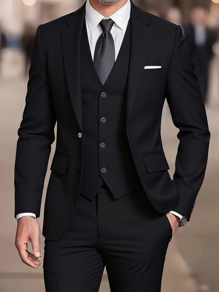 Valmor | Men’s Three-Piece Suit featuring a refined trim outline