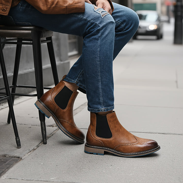 Eryndel | Men’s Classic Slip-on Boots with perforated toe styling concept