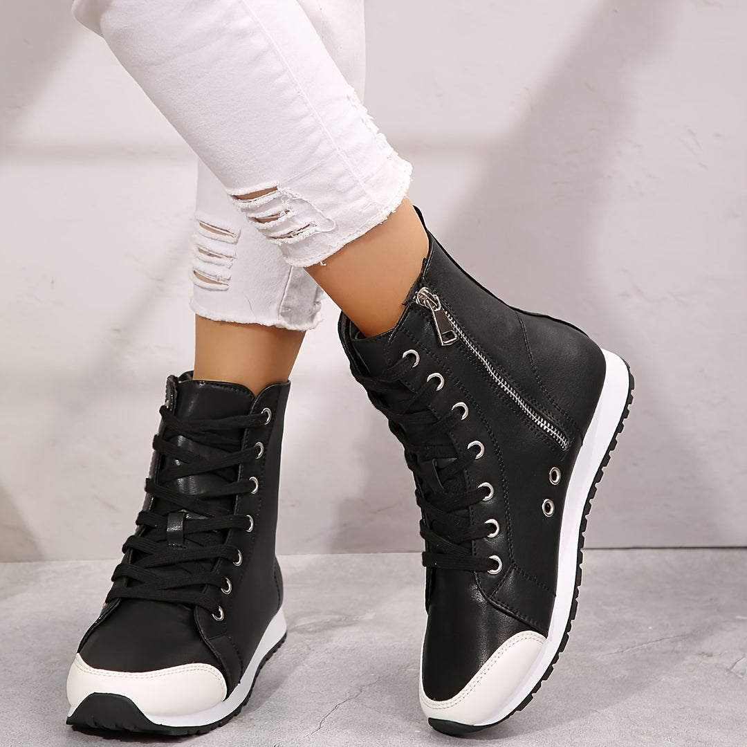Torvessa | Women’s Lace-Up Ankle Trainers with side zip and high-top design