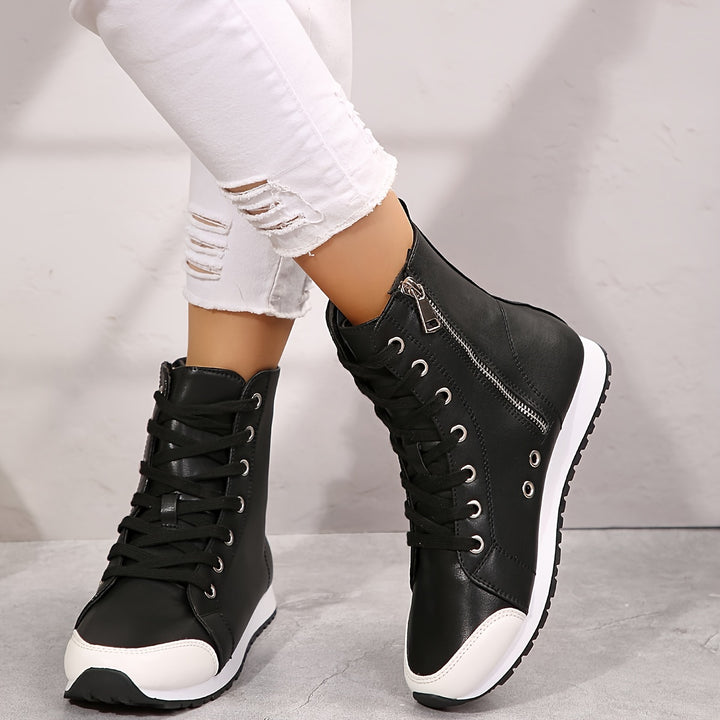 Torvessa | Women’s Lace-Up Ankle Trainers with side zip and high-top design