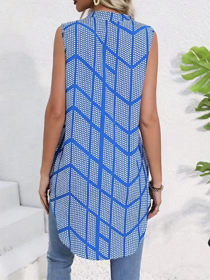 Liora | Women’s Sleeveless Top with Geometric Printed Motif