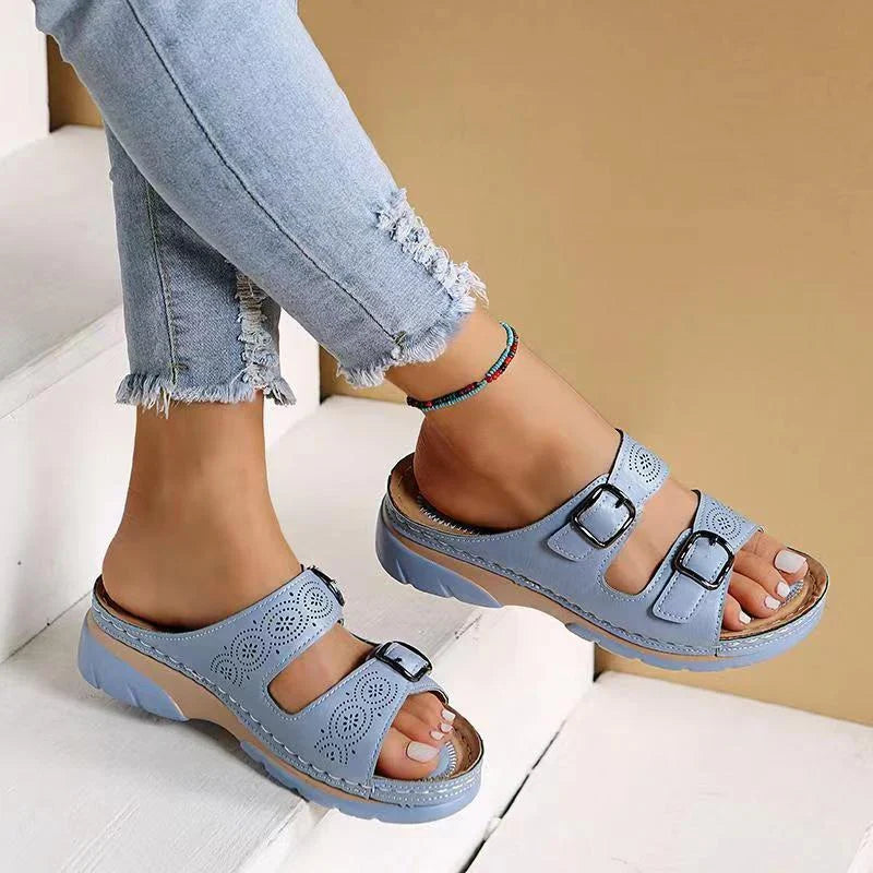 Eryndra | Women’s Slide Sandals featuring Double Buckle Design
