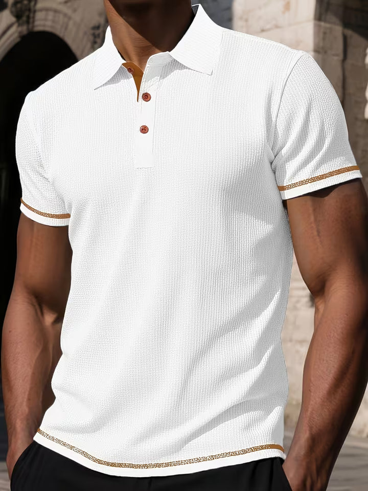 Kaelric | Men’s Textured Polo Shirt with buttoned placket