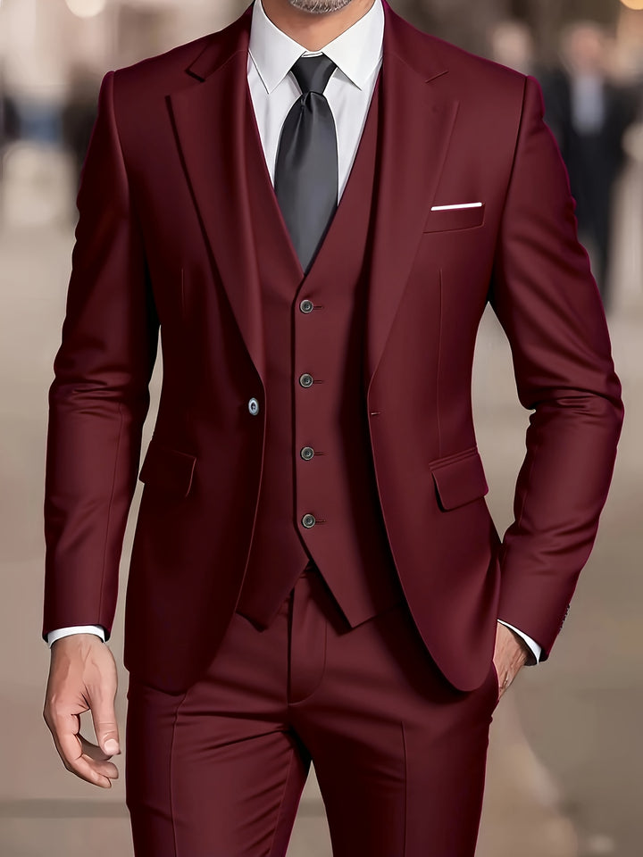 Valmor | Men’s Three-Piece Suit featuring a refined trim outline