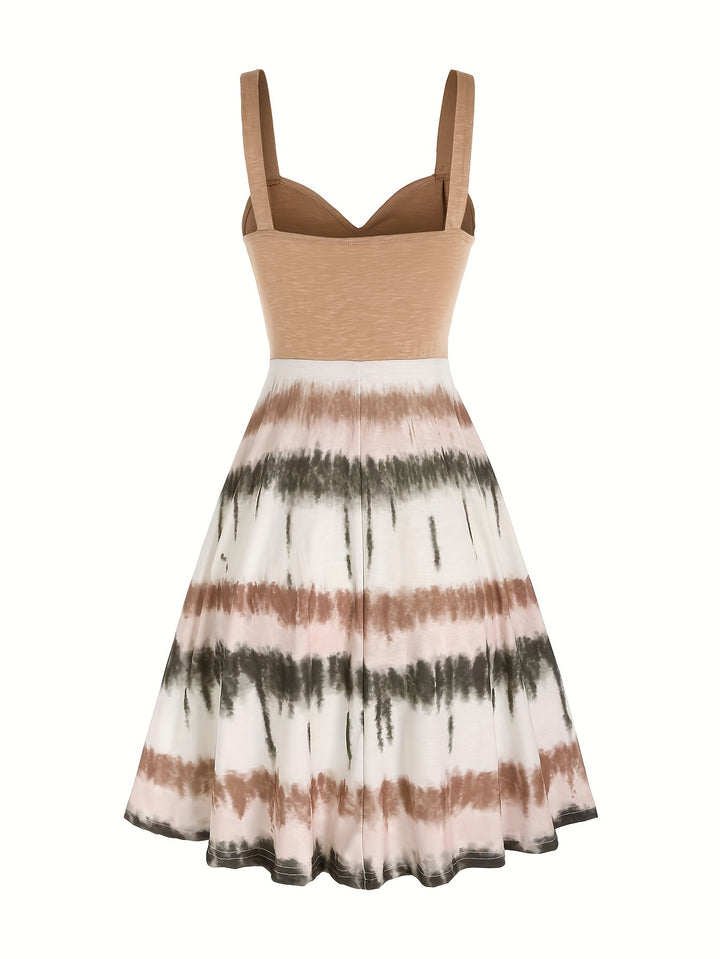 Selvara | Women’s Tie-Dye Midi Dress with twisted bodice and button note