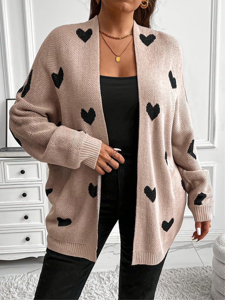 Valira | Women’s Heart Print Cardigan featuring an open front fashion trend