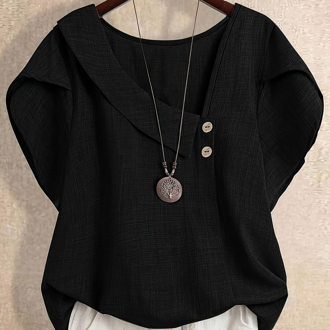 Anessa | Women’s Asymmetric Blouse with Draped Collar