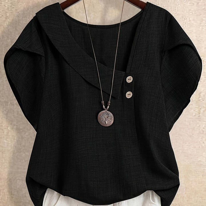 Anessa | Women’s Asymmetric Blouse with Draped Collar