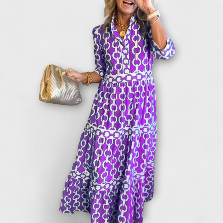 Camilla | Women’s Chain Print Midi Dress for Smart Days