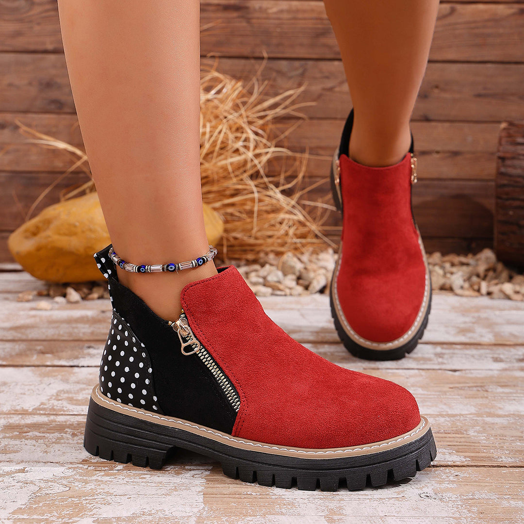 Kavirel | Women’s Ankle Boots with contrast panels and side zip detail
