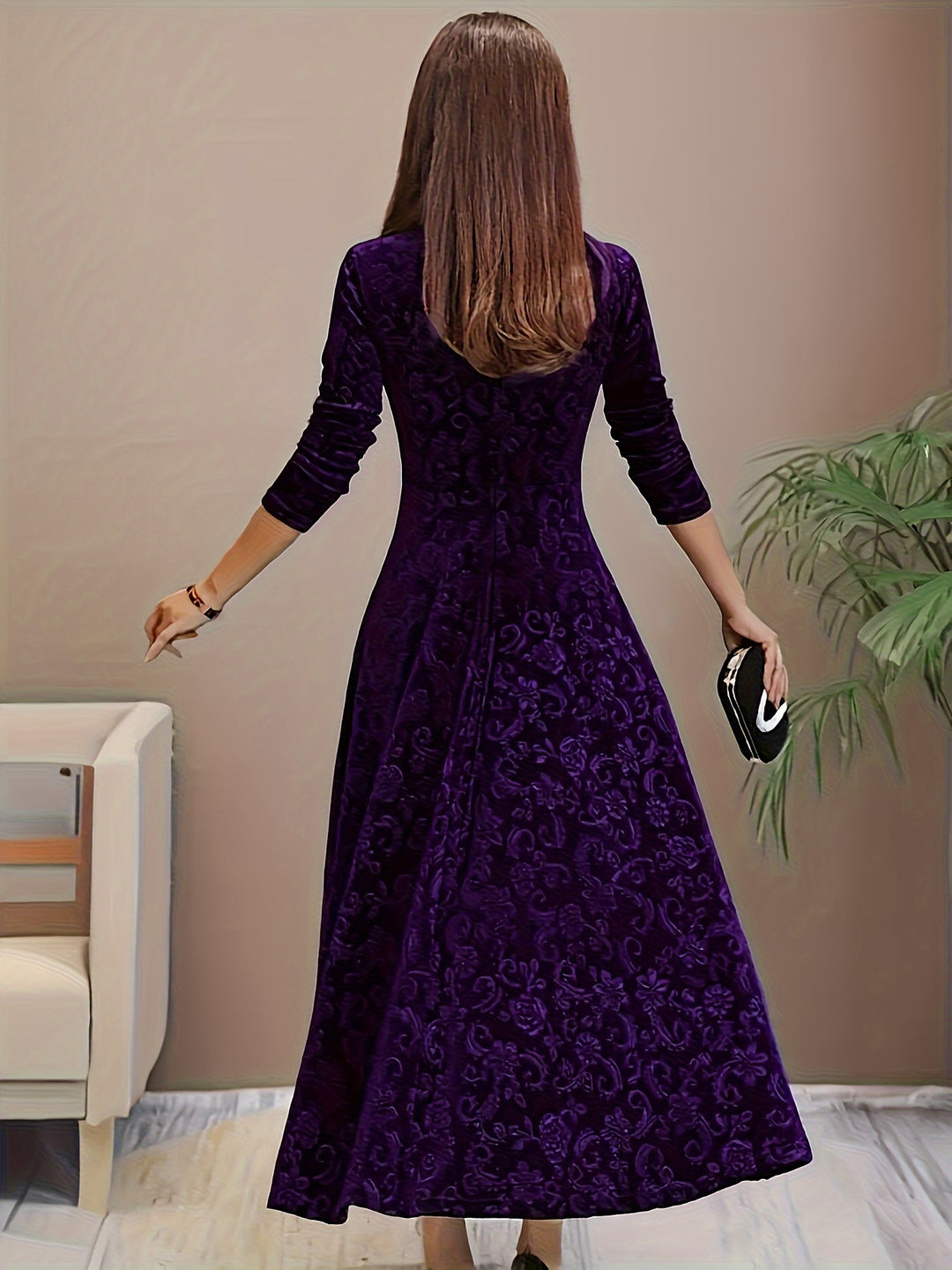 Elarisse | Women’s Midi Dress with square neckline and elegant drape