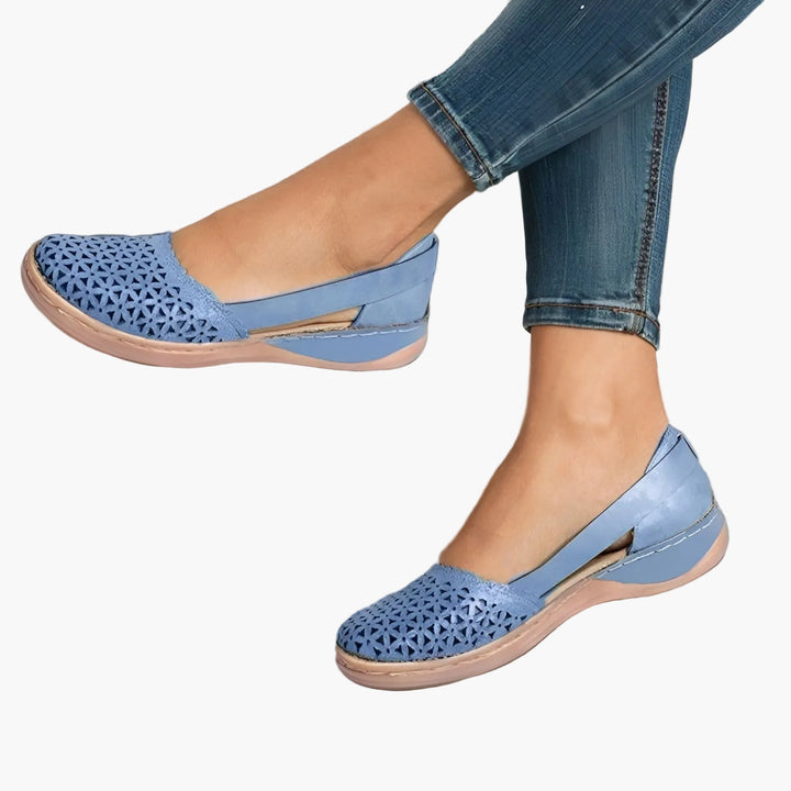 Lurexa | Women’s Slip-On Flats with perforated detail and open-back design