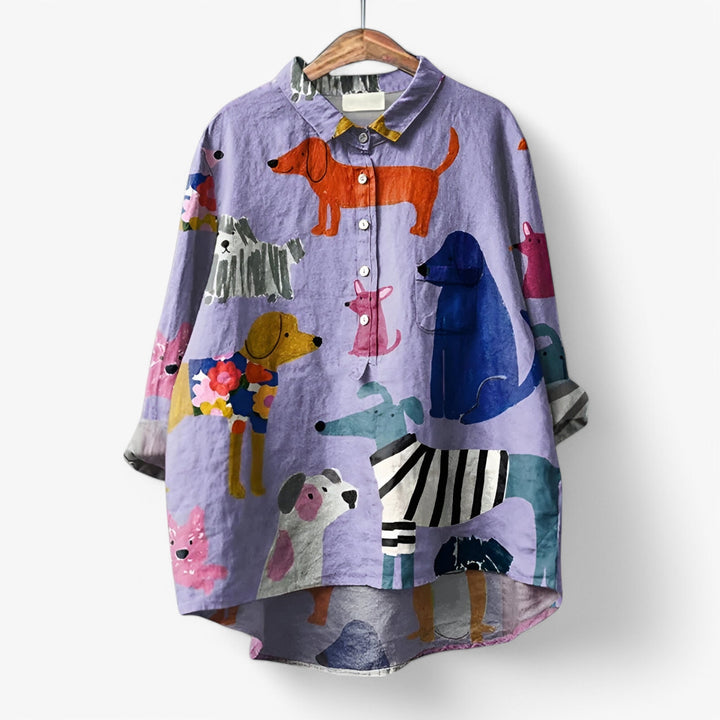 Dovira | Women’s Printed Shirt featuring playful animal pattern