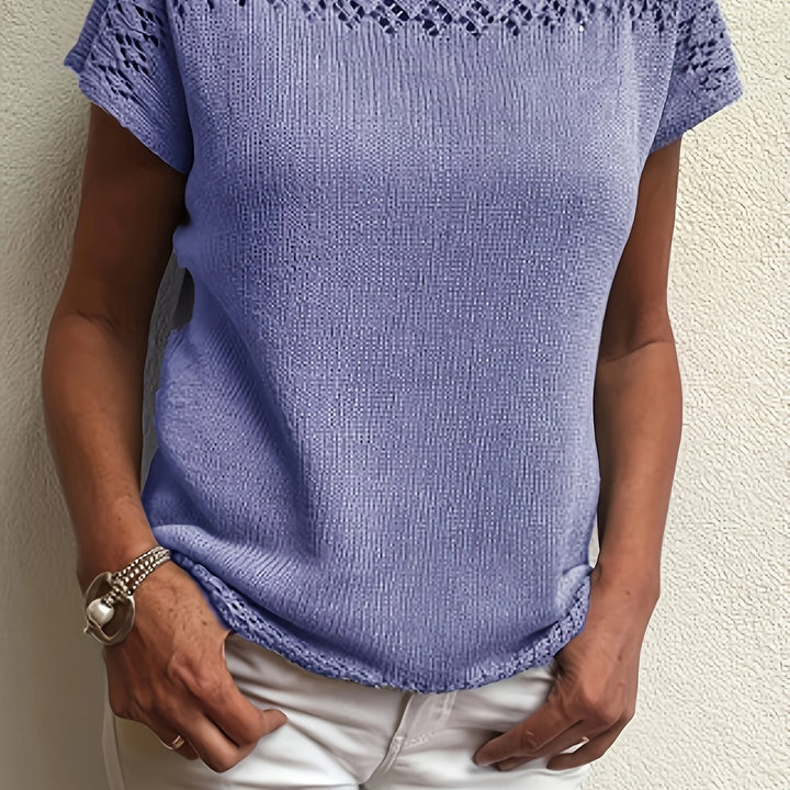Zenvira | Women’s Short Sleeve Top with decorative pattern finish