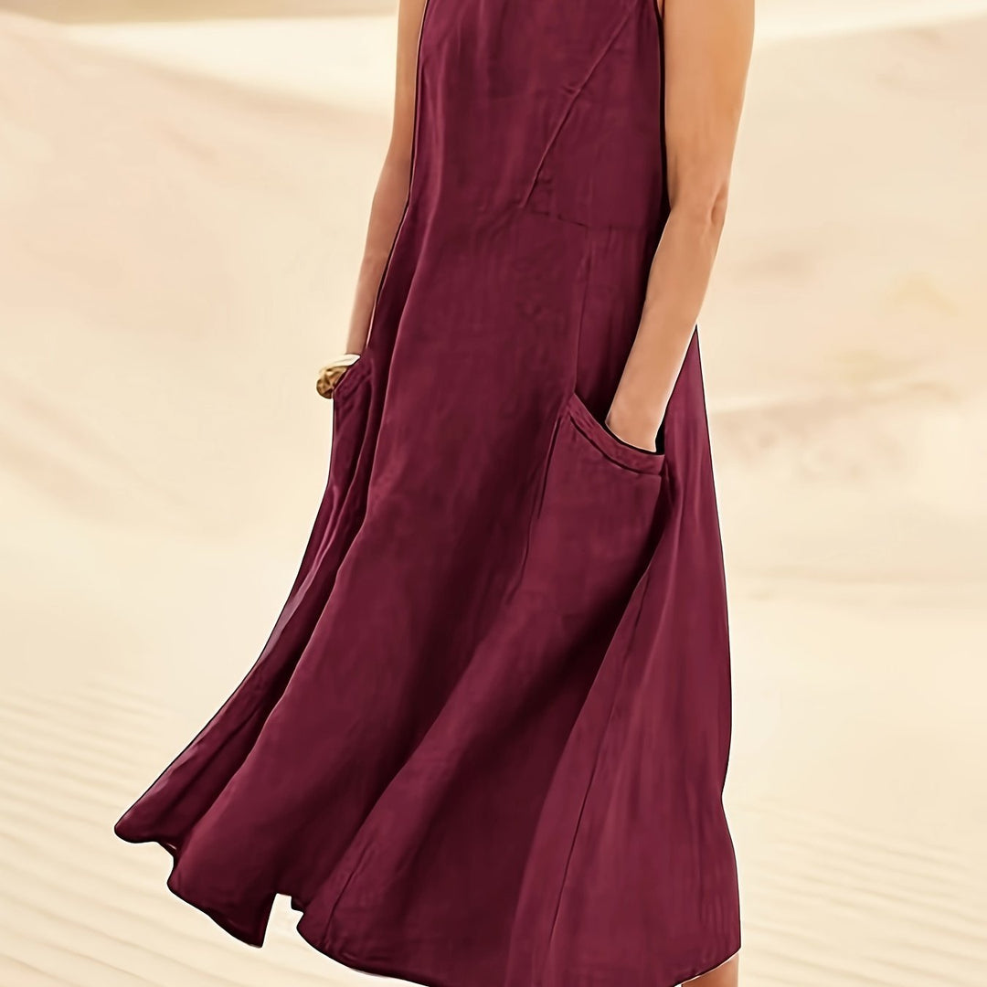 Zerava | Women’s Sleeveless Maxi Dress with scoop neckline and side openings