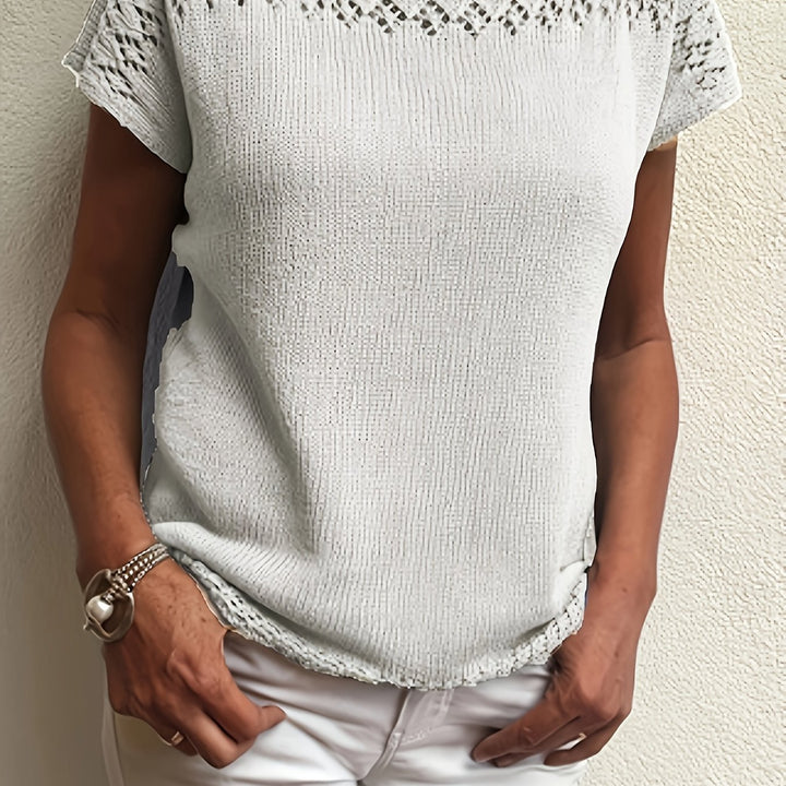 Zenvira | Women’s Short Sleeve Top with decorative pattern finish
