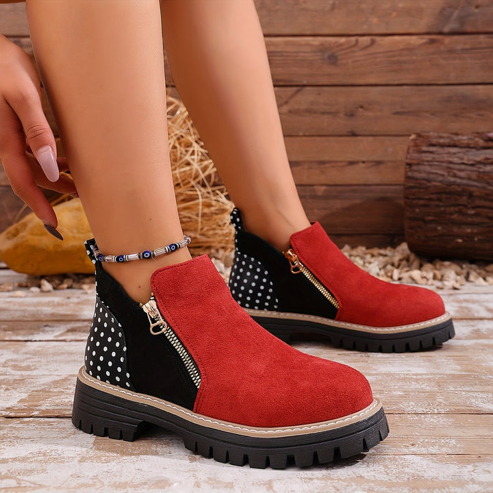 Kavirel | Women’s Ankle Boots with contrast panels and side zip detail