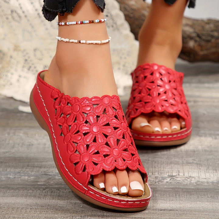 Calvire | Women’s Slip-On Mules with floral cut-out polished look