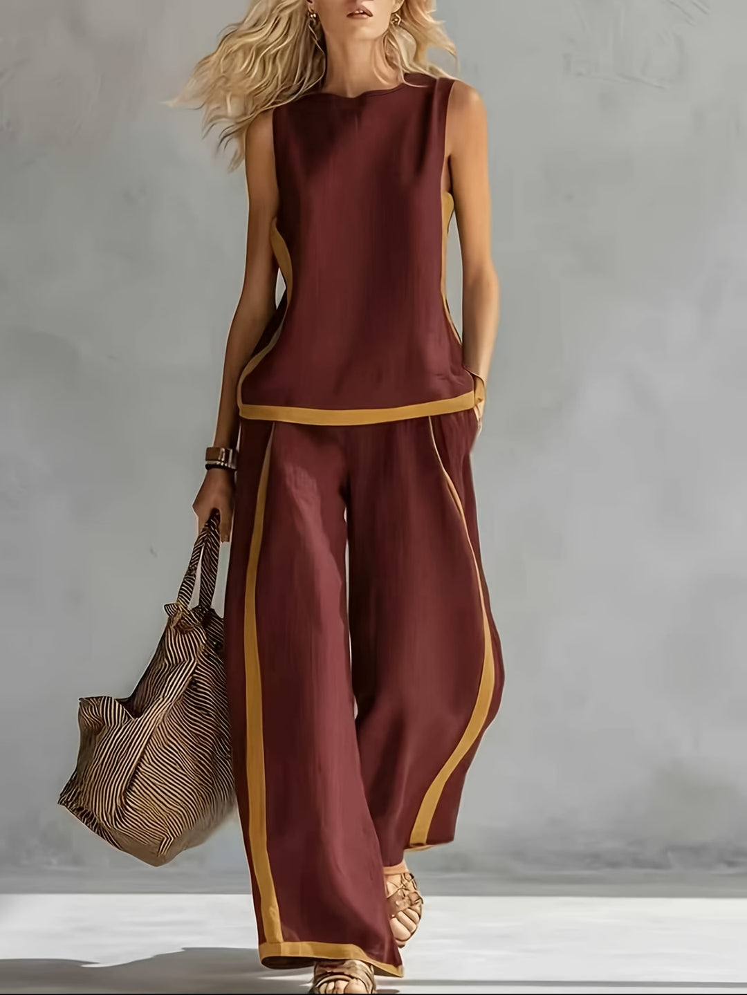 Robyn | Women’s Wide-Leg Co-Ord Set with Contrast Trim
