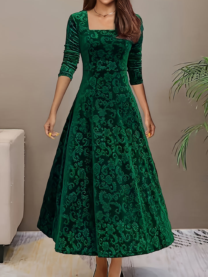 Elarisse | Women’s Midi Dress with square neckline and elegant drape