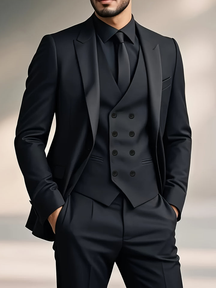 Ervion | Men’s Three-Piece Suit with tailored fit and double-breasted waistcoat