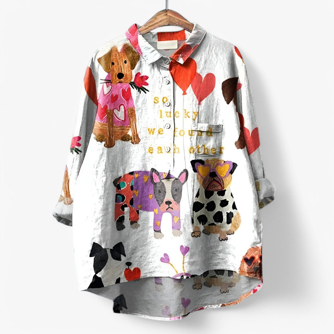 Dovira | Women’s Printed Shirt featuring playful animal pattern