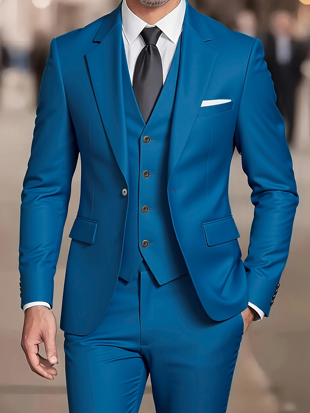 Valmor | Men’s Three-Piece Suit featuring a refined trim outline