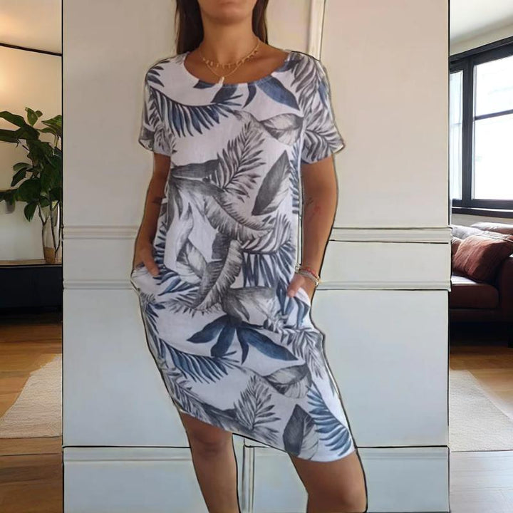 Luvirae | Women’s Printed Shift Dress with short sleeves and side holders