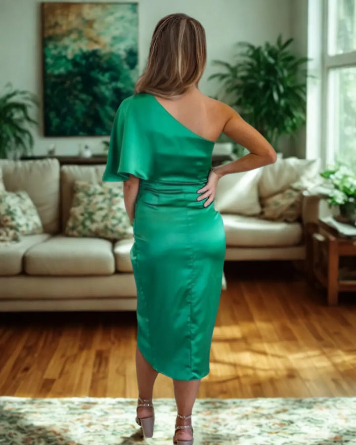 Elara | Women’s one shoulder dress with elegant drape