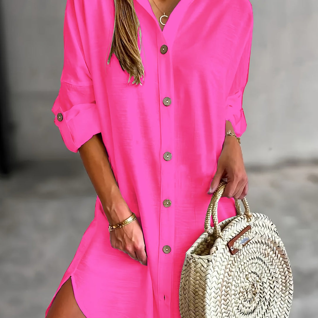 Elvaira | Women’s Shirt Dress with button front and relaxed fit