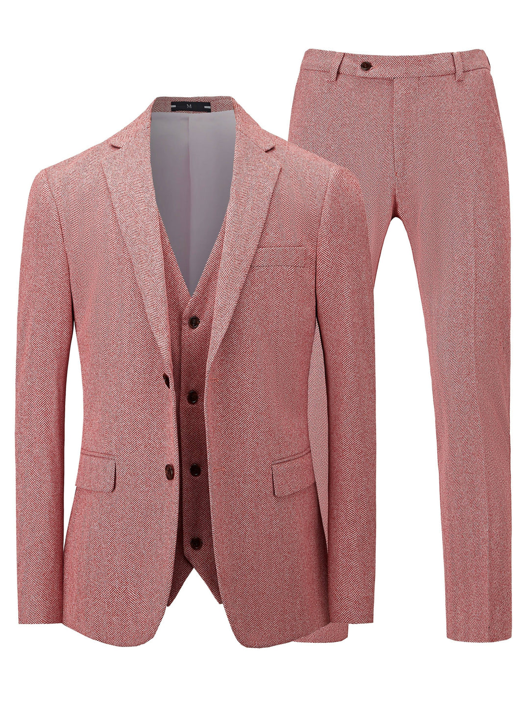 Trevian | Men’s Three-Piece Suit featuring a herringbone pattern