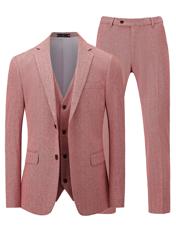 Trevian | Men’s Three-Piece Suit featuring a herringbone pattern