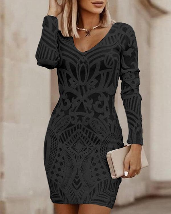 Elara | Women’s Bodycon Dress with Long Sleeves and Textured Design