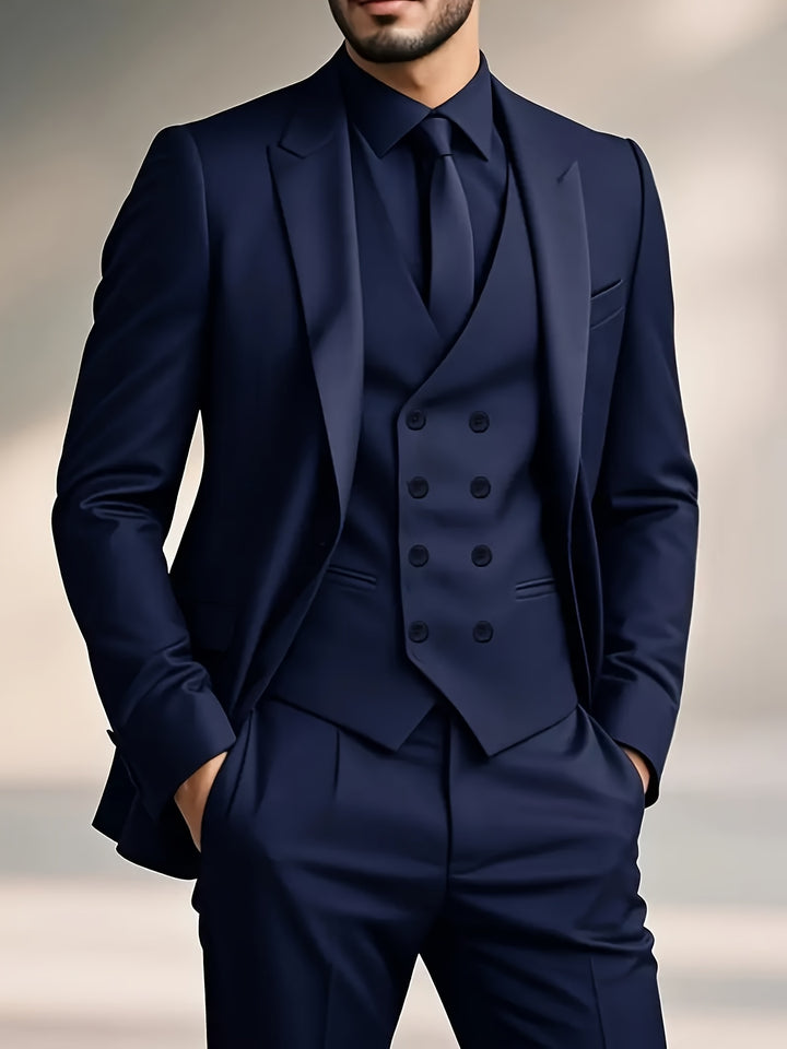 Ervion | Men’s Three-Piece Suit with tailored fit and double-breasted waistcoat