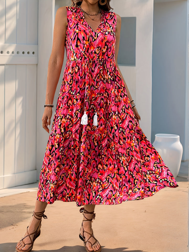 Marielle | Women’s Sleeveless Midi Dress with tiered flow appearance