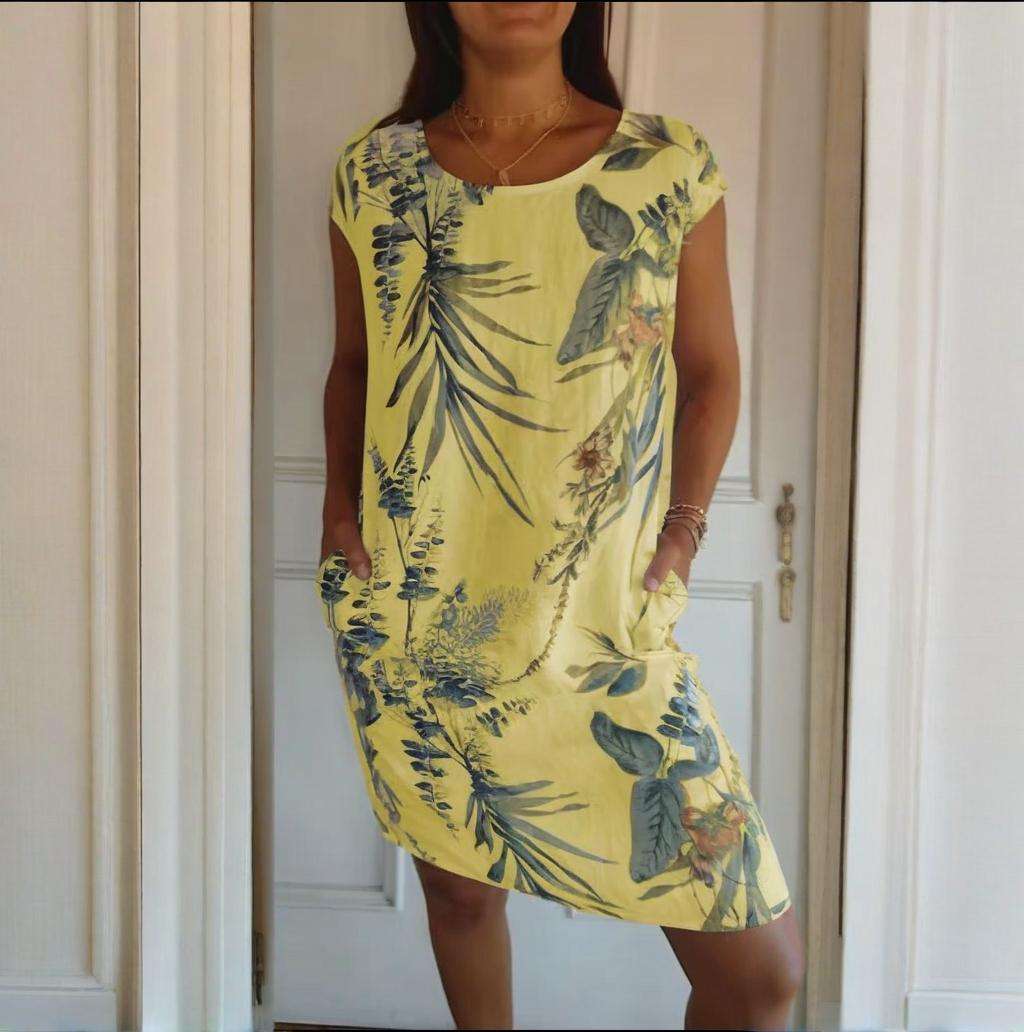 Luvirae | Women’s Printed Shift Dress with short sleeves and side holders