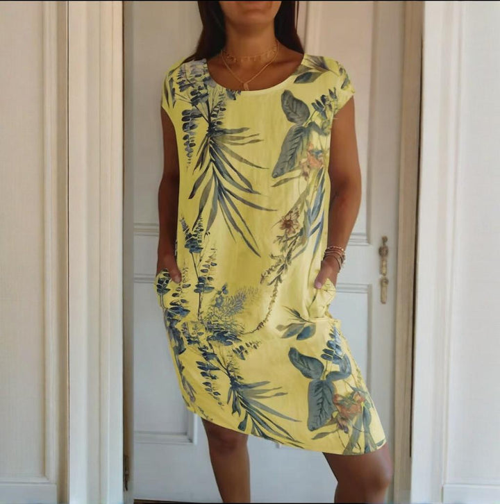 Luvirae | Women’s Printed Shift Dress with short sleeves and side holders